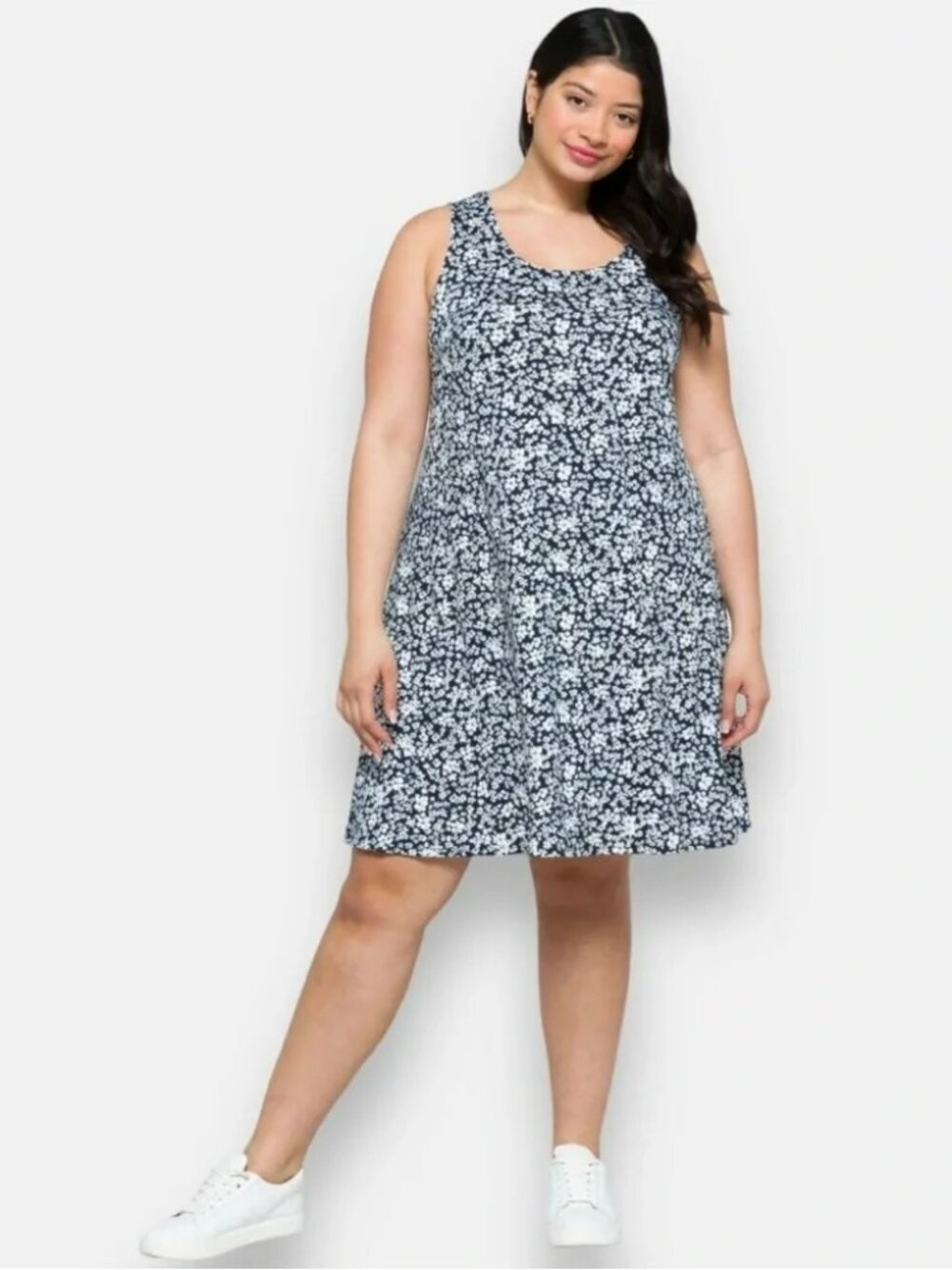 Fortune & Ivy FAE Cut Out Back Detail Dress Navy White Stitch Fix Size 1X NWT